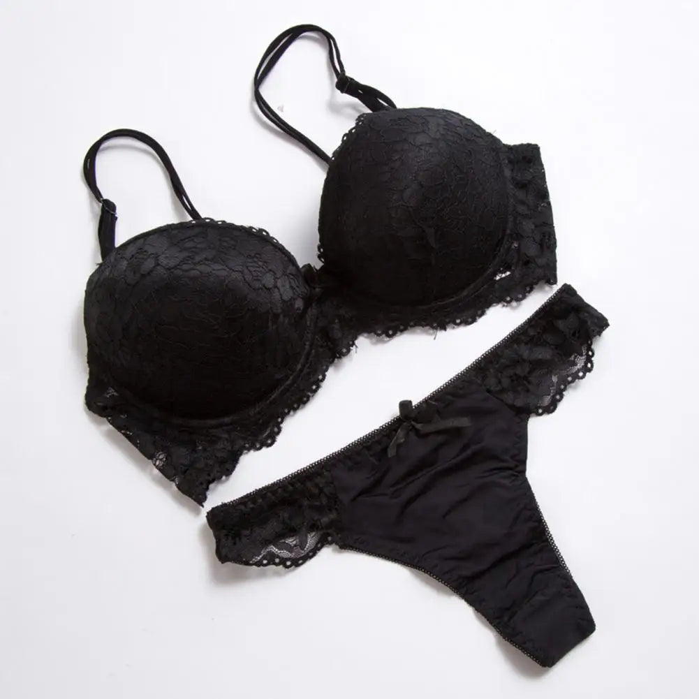 Floral Embroidery Women Underwear Lace Push Up Bra Set