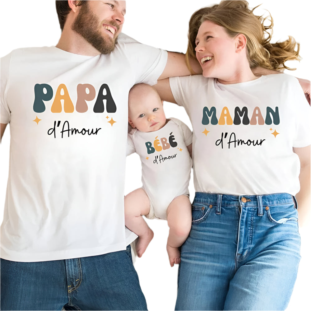Dad, Mom and Me Family Matching Outfit Retro Family Look Shirts
