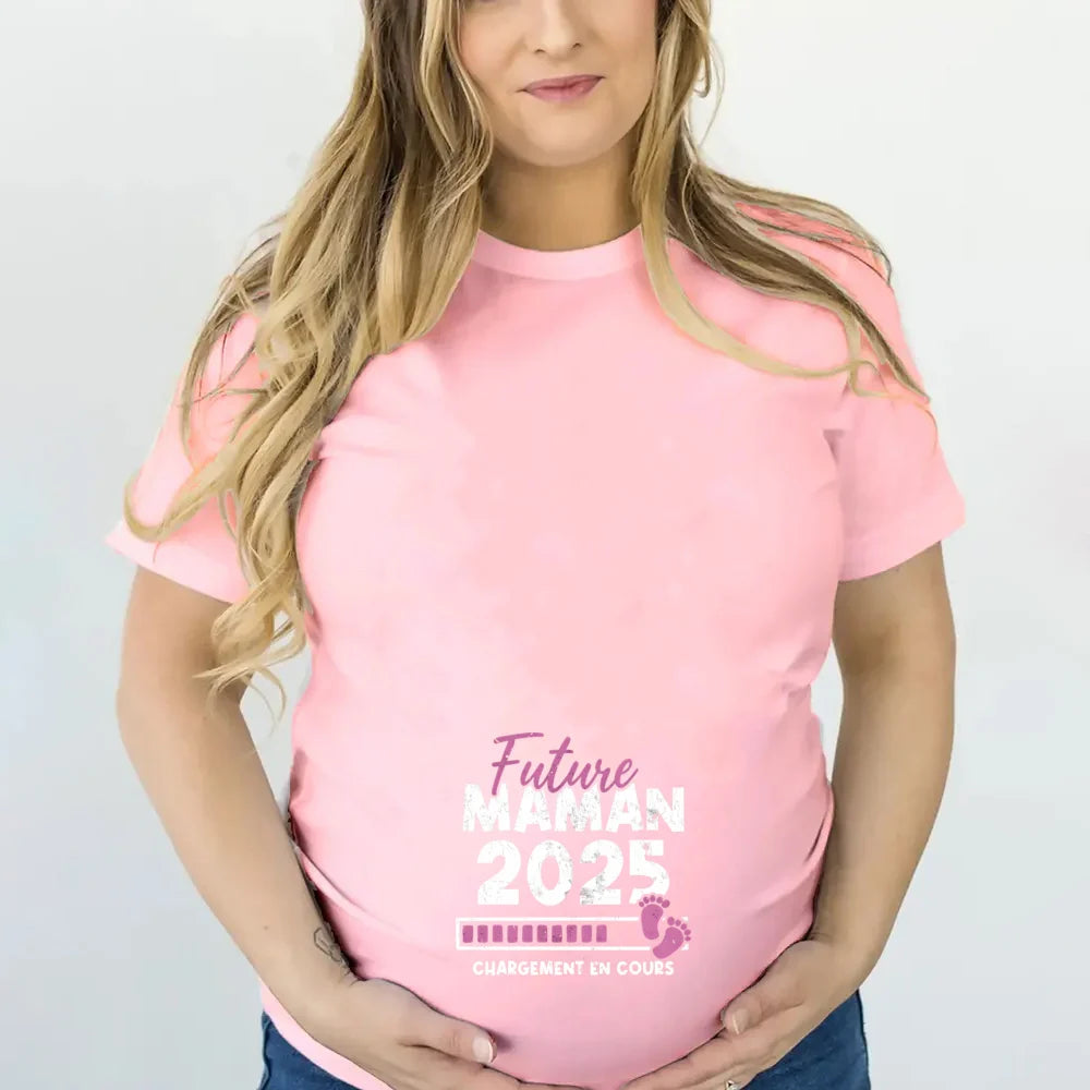 Future Mom 2025 Loading Print Pregnant Women's Tees Shirt