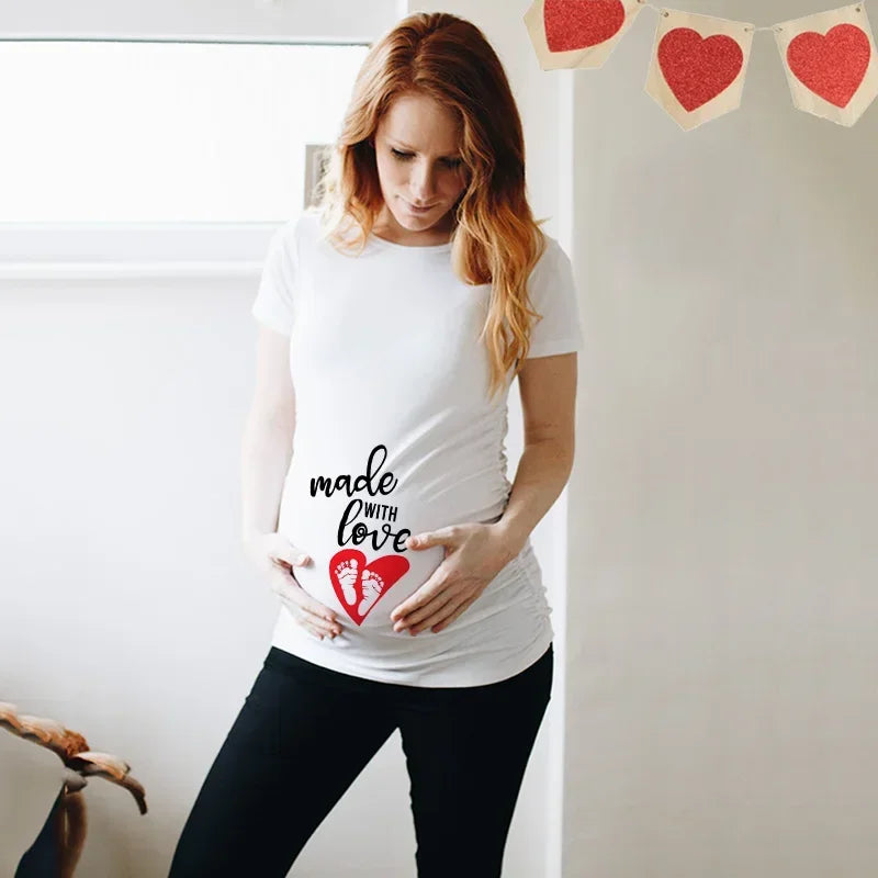 Little Valentine Cute Baby Heart Pregnant Shirts Valentine's Day Pregnancy Announcement