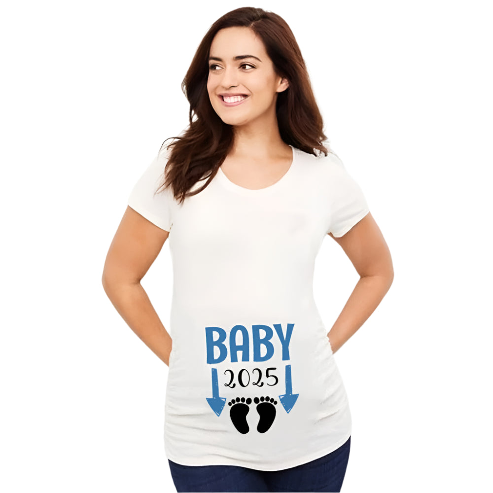 Baby Loading 2025 Print Pregnant T Shirt