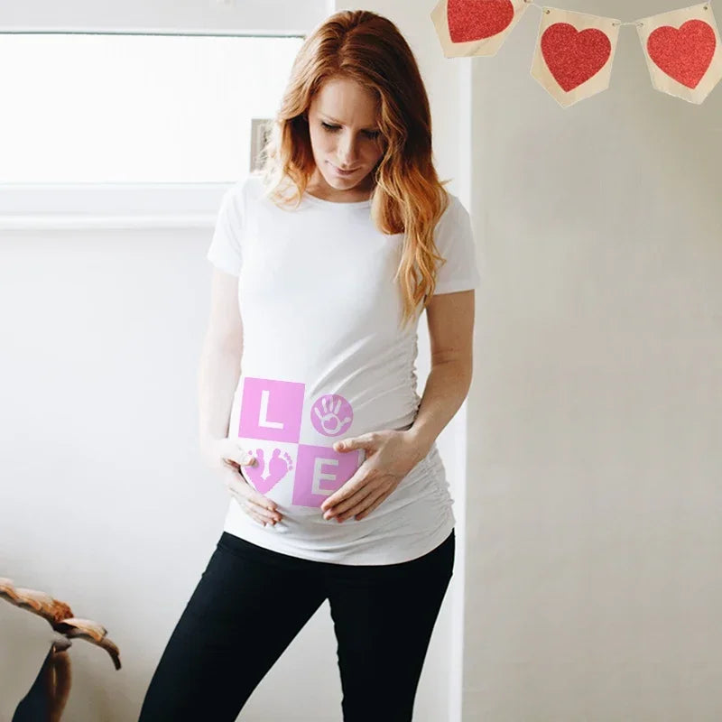 Little Valentine Cute Baby Heart Pregnant Shirts Valentine's Day Pregnancy Announcement