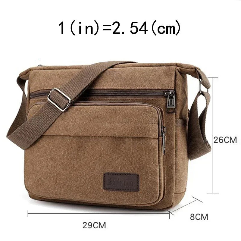 Men Canvas Crossbody Shoulder Casual Multi Function Portable Bag