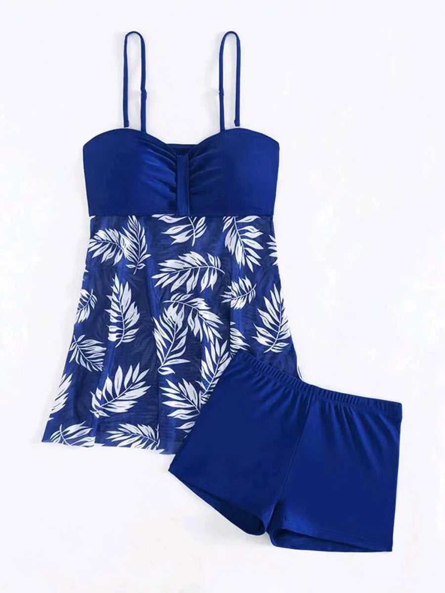 Short Dress Tankini With Shorts Swimsuit