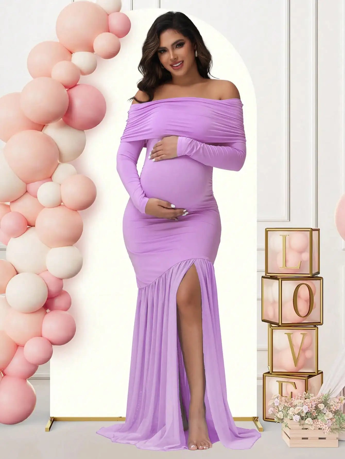 Maternity Off-Shoulder Dresses For Photoshoot
