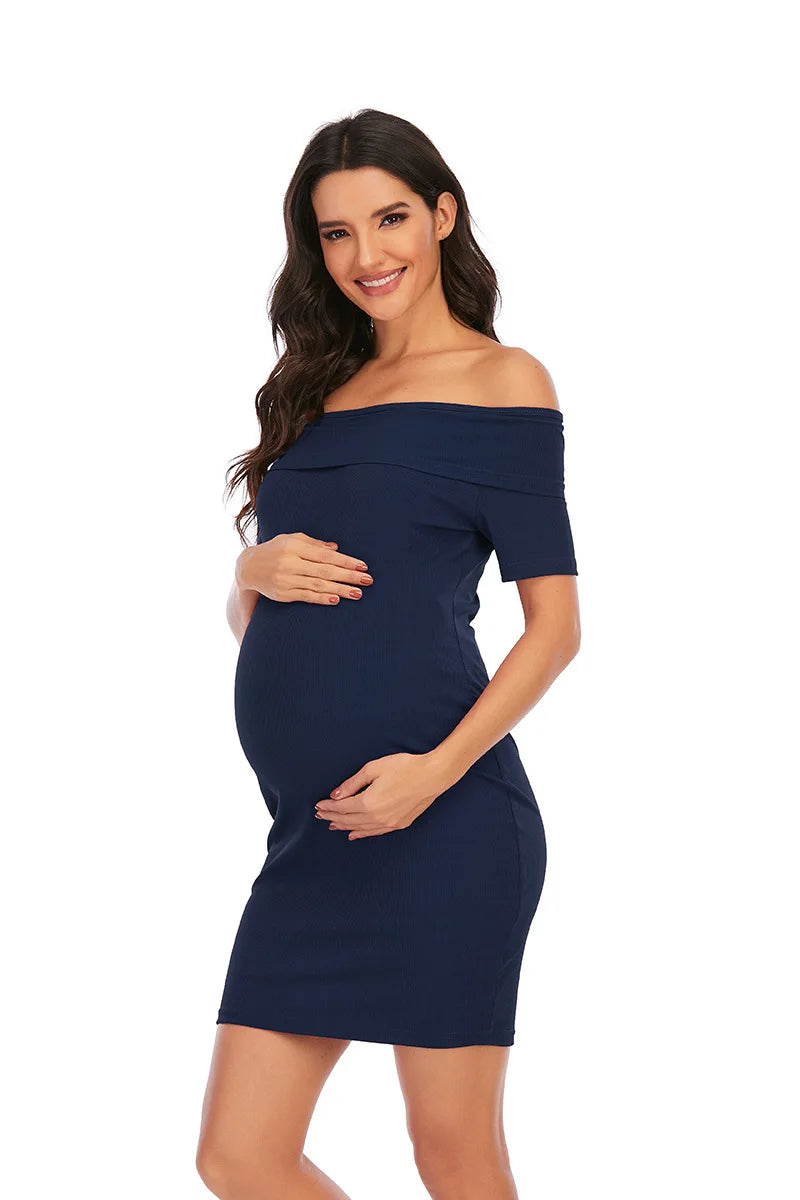 Off Shoulder Sleeveless Maternity Dress