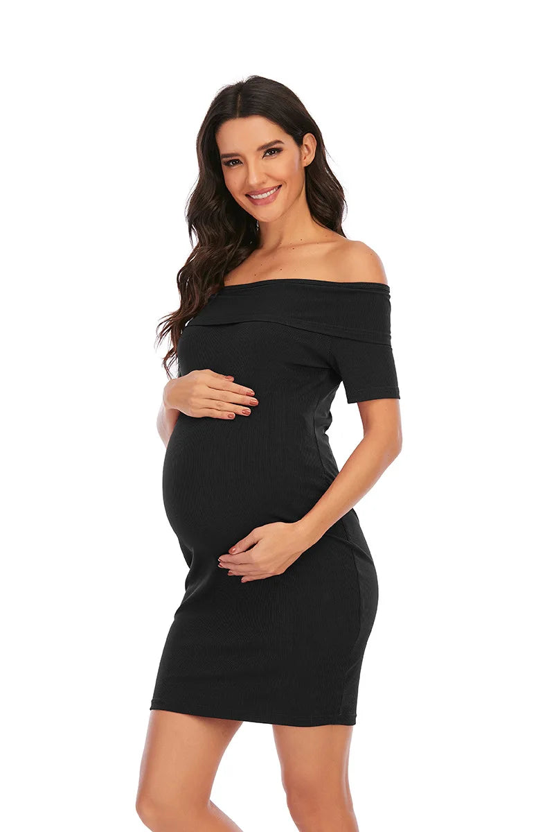 Off Shoulder Sleeveless Maternity Dress