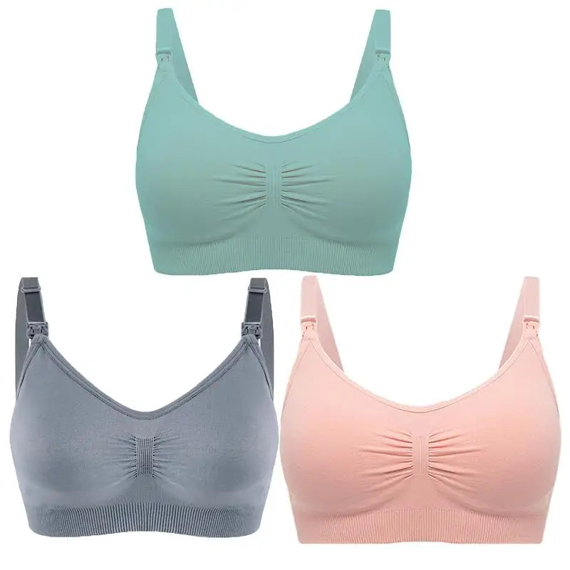 3pcs/Set High Quality Maternity Nursing Cotton Breastfeeding Seamless Large Size Breathable Bra Push Up