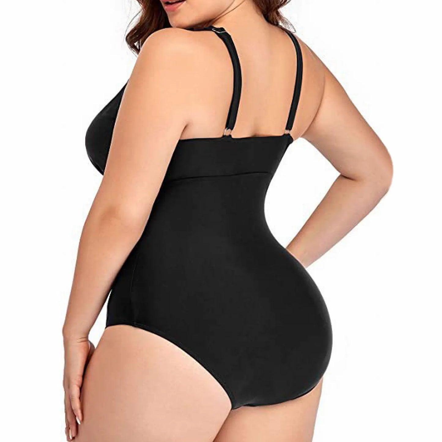 Women's Large Size Swimsuit Solid Color