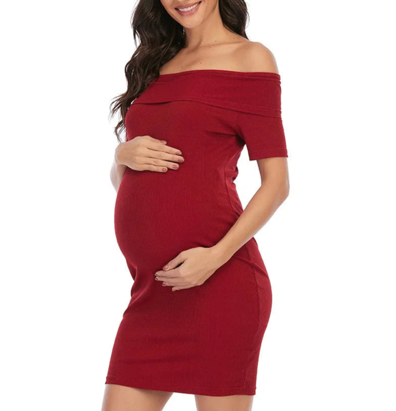 Off Shoulder Sleeveless Maternity Dress