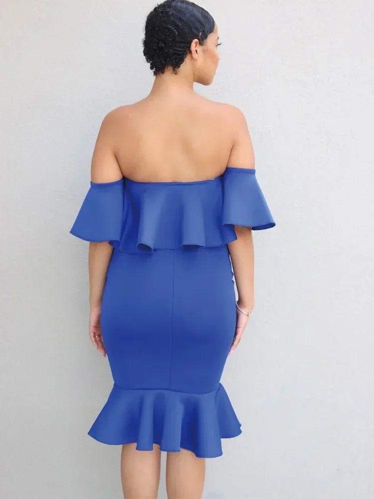 Off The Shoulder Maternity Dress Solid Ruffles