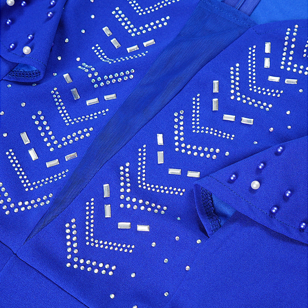 Beaded Rhinestone Plus Size Women Dress