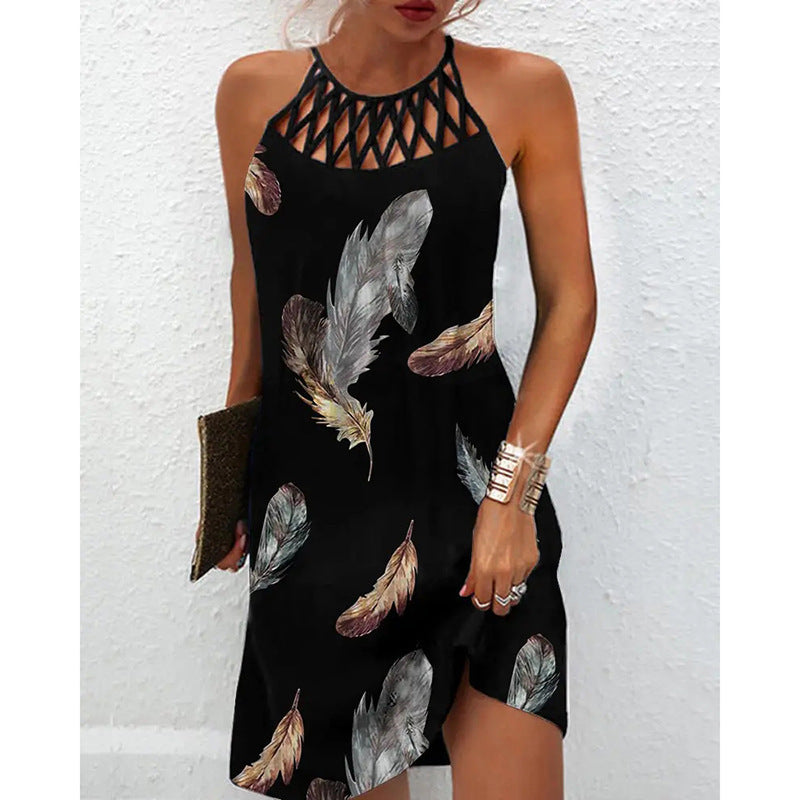 Print Dress Casual Halter neck Dress