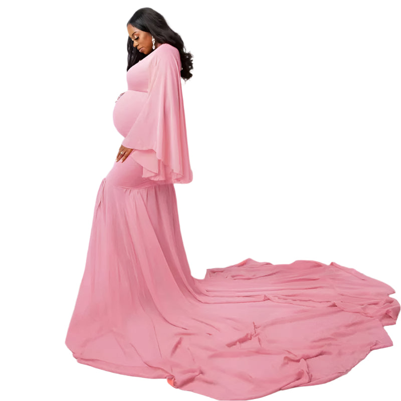 Women's Fashion Solid Color Maternity Photo Trailer Dress