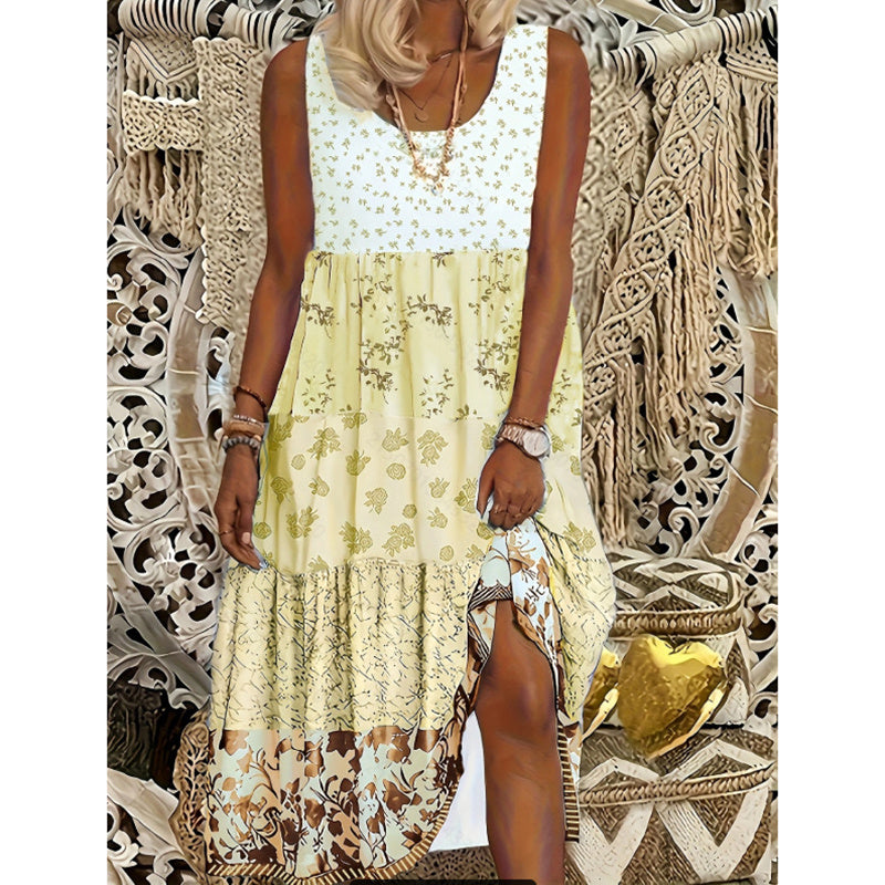 Women Plus Size Floral Sleeveless Dress