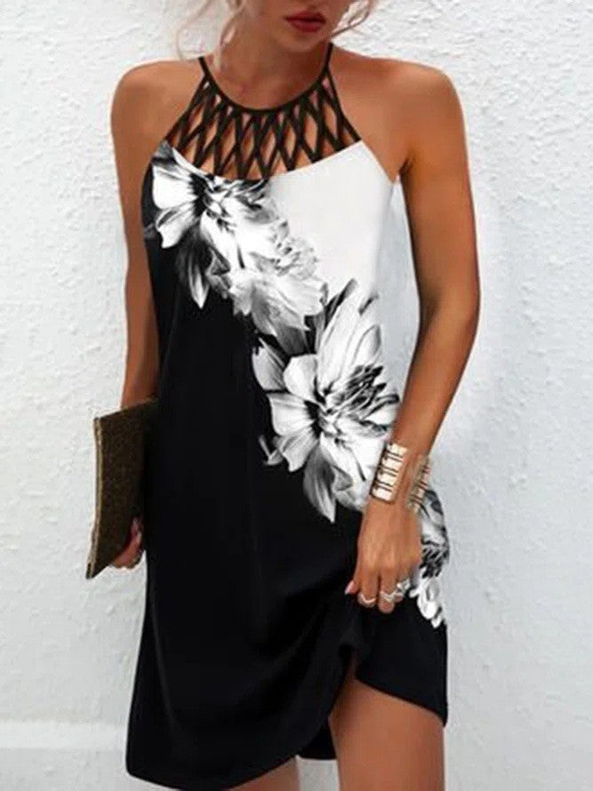 Print Dress Casual Halter neck Dress