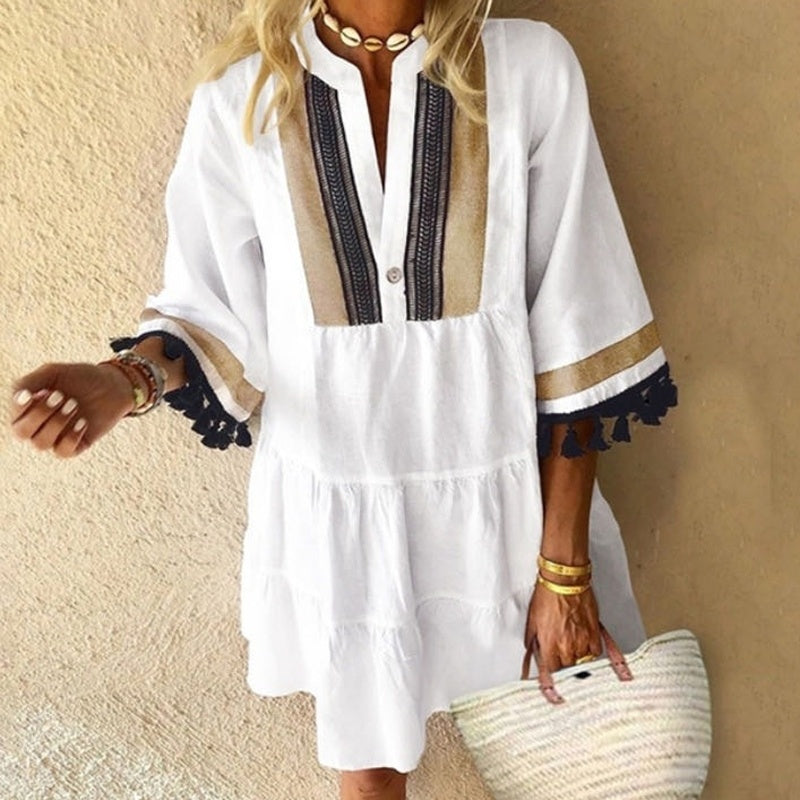 Elastic Sundress Vintage Cute Elegant Floral Women Dress