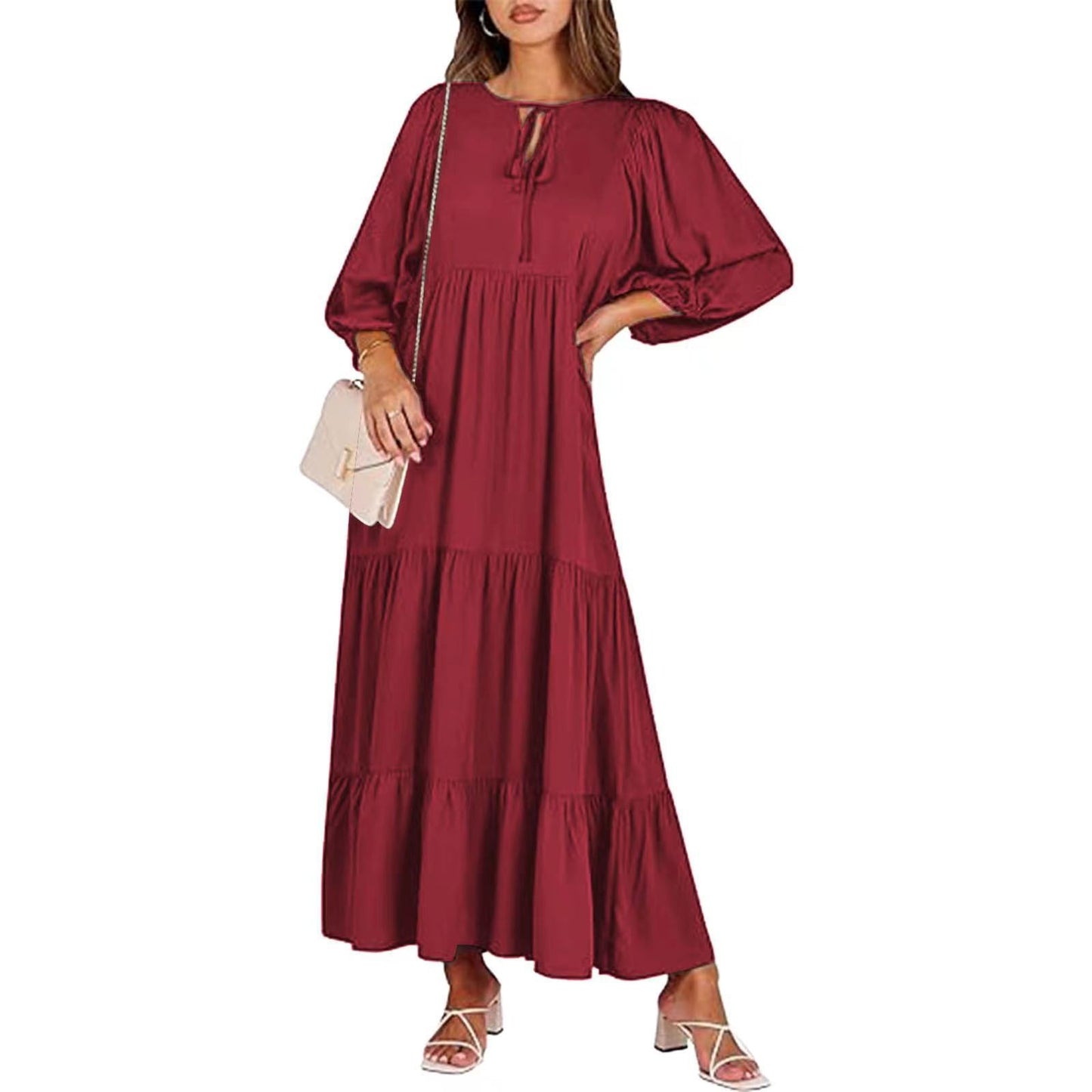 Casual Loose V-Neck Long Dress