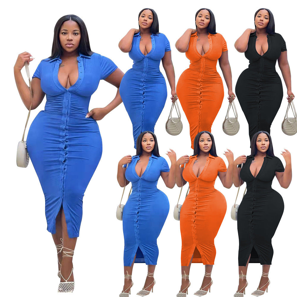 Plus Size Women's Solid Color Dress