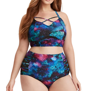 Plus Size Printed Swimsuit Split Swimsuit