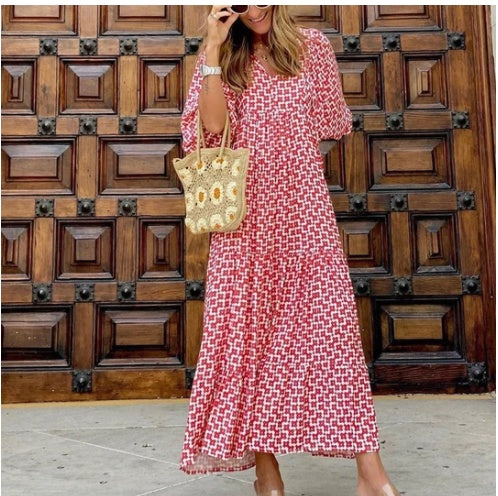 Casual Loose V-Neck Long Dress