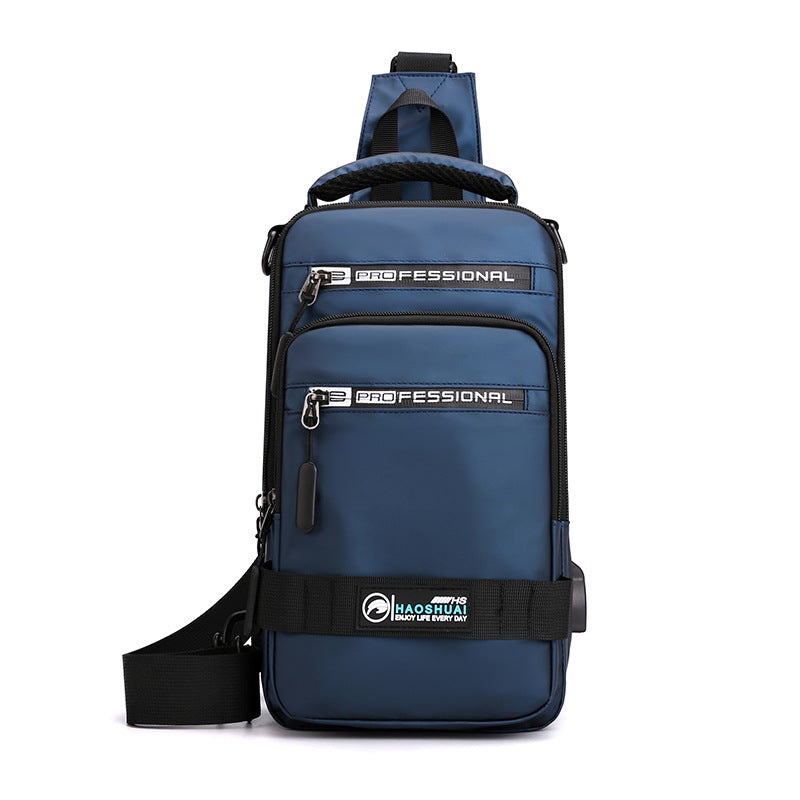 Multifunction Bags For Men Nylon Backpack Crossbody Shoulder Bag With USB Charging Port