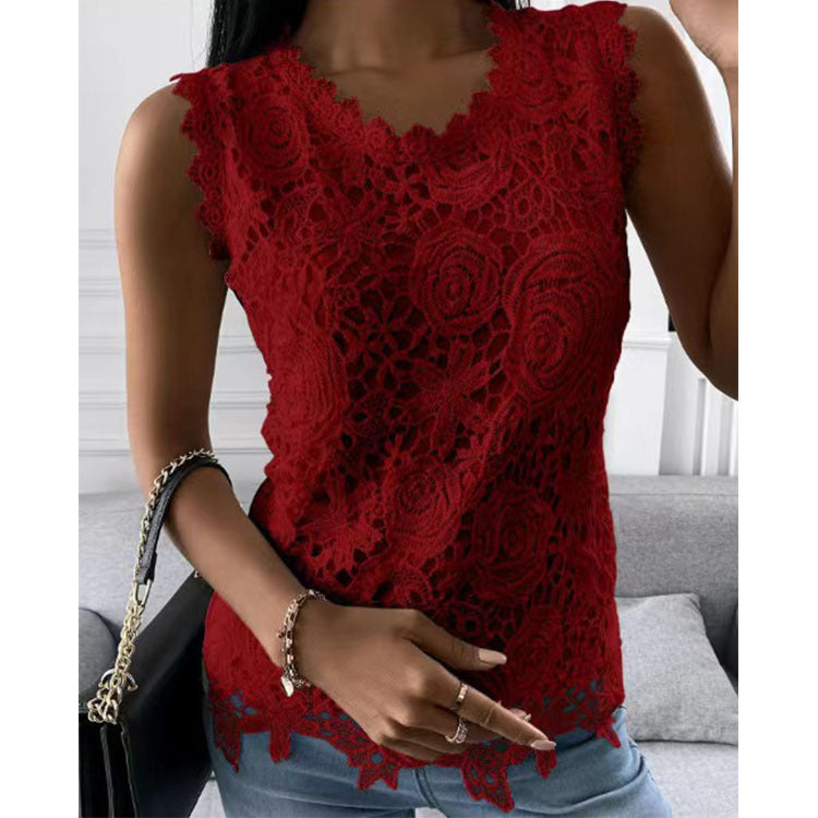 Flowers Lace Women Summer Top S-5XL