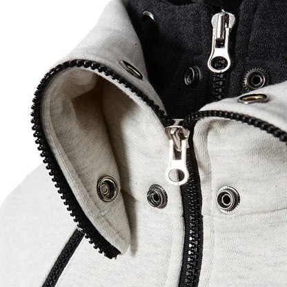 Zip UP Hooded Fake Two Pieces Jacket