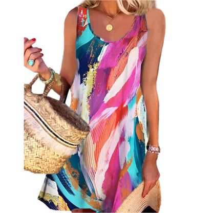 Graffiti Print Sleeveless Dress Women