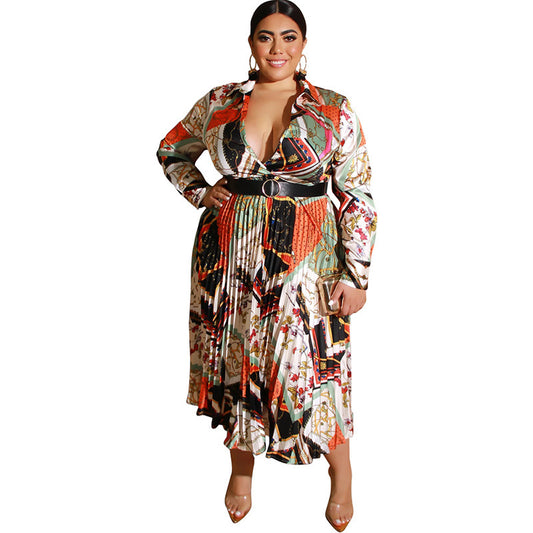 plus size V sexy dress with belt