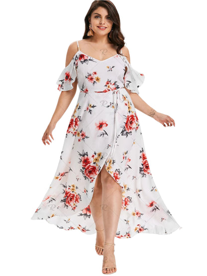 Plus size bohemian ruffled dress