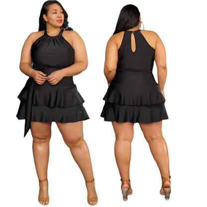 Summer Plus Size Women's Belt Fungus Dress