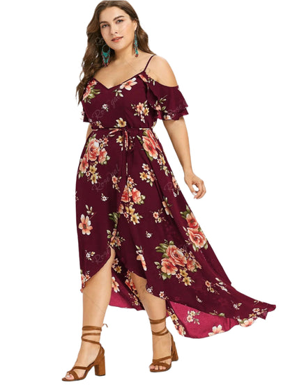 Plus size bohemian ruffled dress