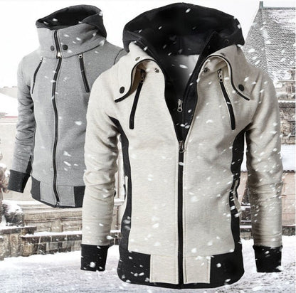 Zip UP Hooded Fake Two Pieces Jacket