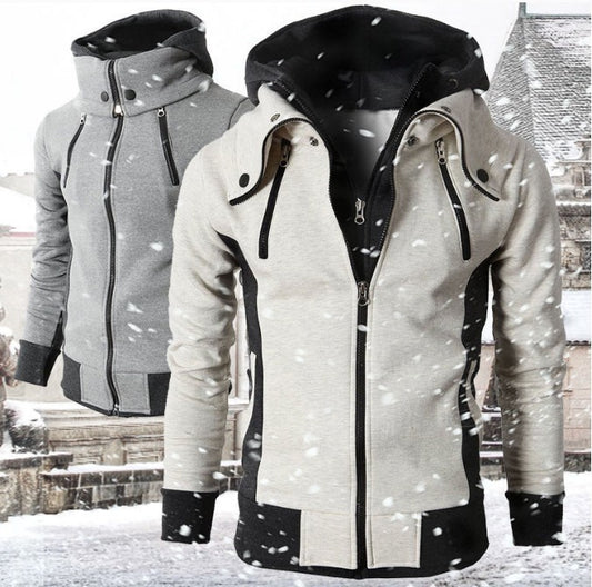 Zip UP Hooded Fake Two Pieces Jacket