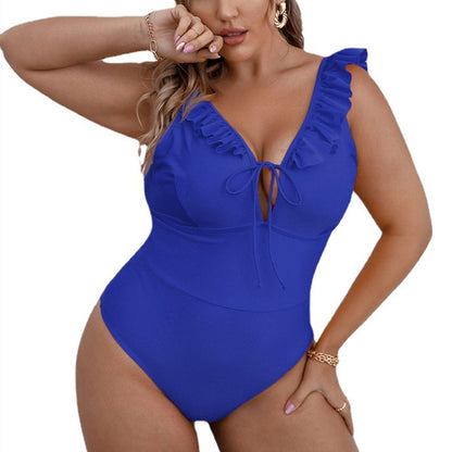 Women's Fashion Casual Solid Color One-piece Swimsuit