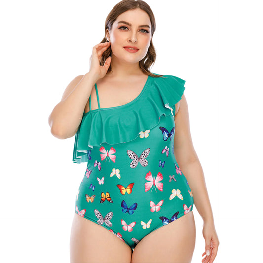 Plus Size Women's Fashion Printed One-piece Swimsuit