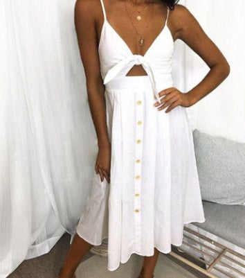 Sleeveless Backless Strap Long Close-fitting Sheath Dress