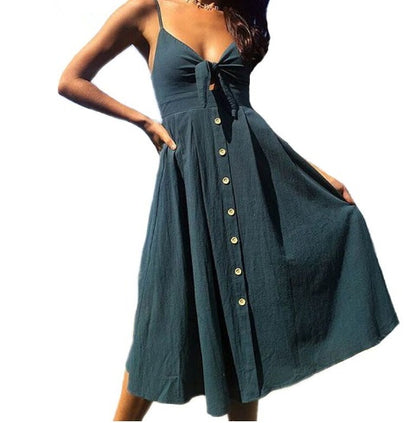 Sleeveless Backless Strap Long Close-fitting Sheath Dress