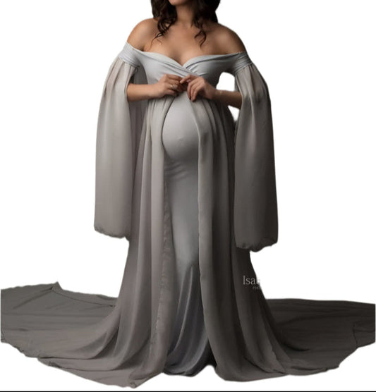 Chiffon Cloak Maternity Party Dress Long Skirt