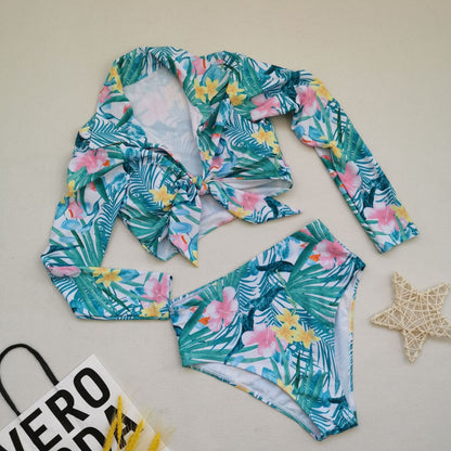 Large Size Swimsuit Long Sleeve High Waist