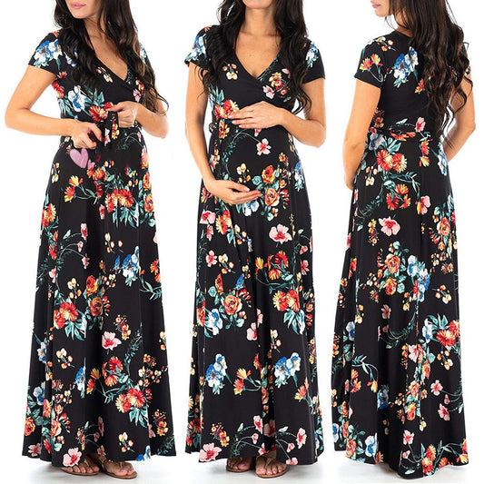 Maternity Floral Printed Long Dress