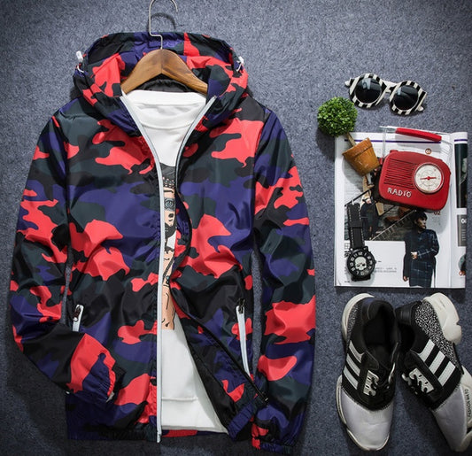 Men Hooded Luminous Zipper Jacket