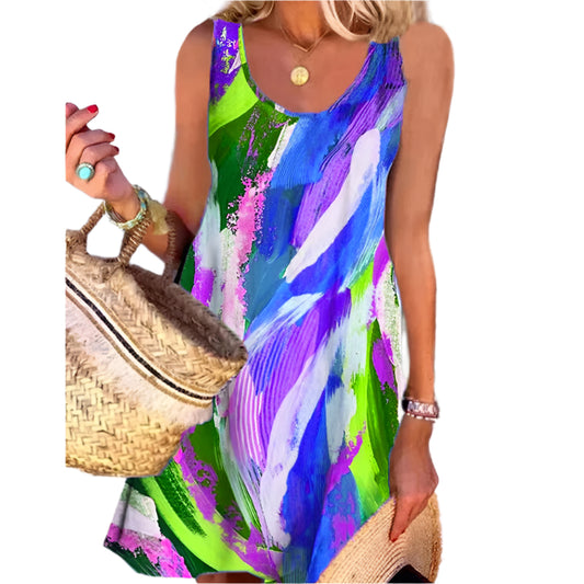 Graffiti Print Sleeveless Dress Women