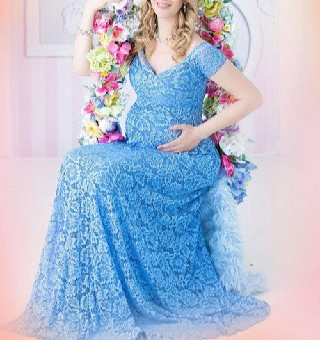 Maternity long tail short-sleeved dress