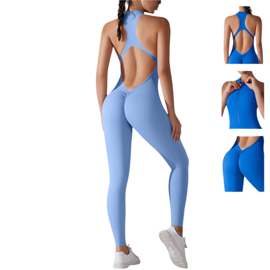 Solid Beauty-back Long Pants Jumpsuit