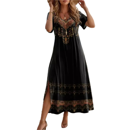 Women's Elegant Slit Round Neck Dress