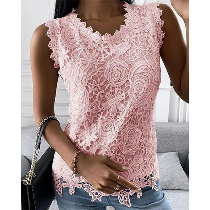 Flowers Lace Women Summer Top S-5XL