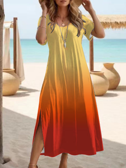 Women's Elegant Slit Round Neck Dress