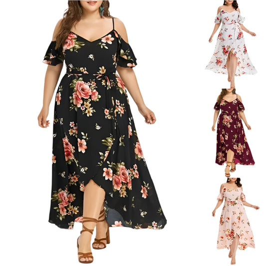Plus size bohemian ruffled dress